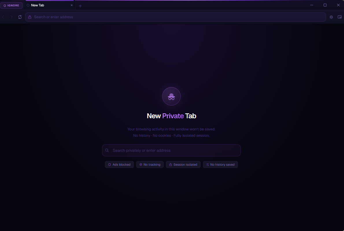 Incognito Mode Interface
