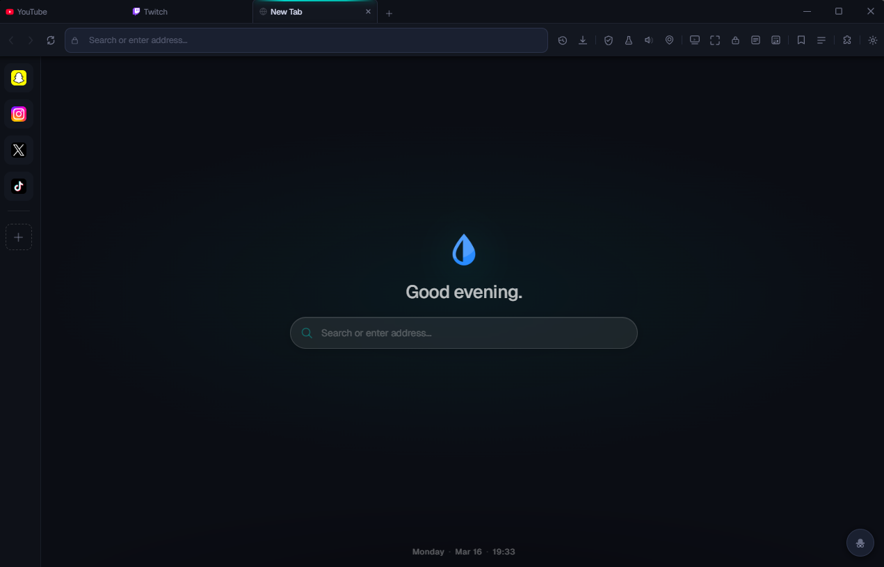 Raw Browser Interface - Main Dashboard